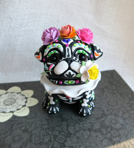 Dia de los Muertos Pug Hand Sculpted Collectible