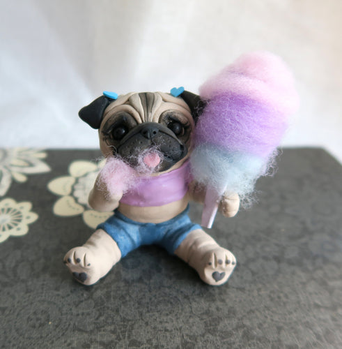 Copy of Cotton Candy  Pug Hand sculpted Furever Clay Collectible