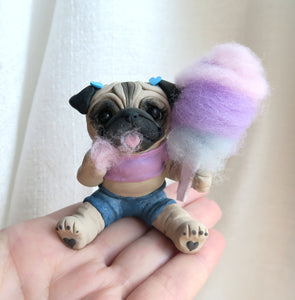 Copy of Cotton Candy  Pug Hand sculpted Furever Clay Collectible