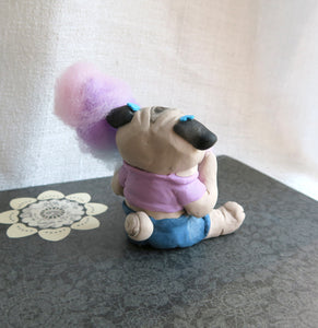 Copy of Cotton Candy  Pug Hand sculpted Furever Clay Collectible