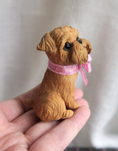 Load image into Gallery viewer, Brussels Griffon with a Pink Bow Hand sculpted Clay Collectible