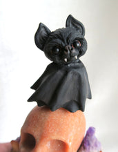 Load image into Gallery viewer, Cheeky Bat &amp; Calcite Skull Sphere Holder Hand Scuplted Clay Collectible Sphere Stand