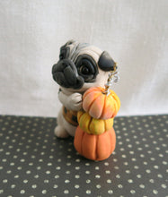 Load image into Gallery viewer, Autumn Pug with Pumpkins Hand Sculpted Collectible