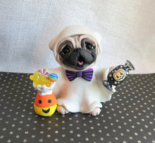 Load image into Gallery viewer, Halloween Pug in Ghost Costume Hand Sculpted Collectible