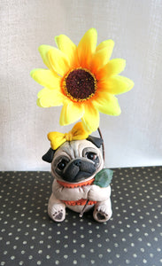 Sunflower Pug Hand Sculpted Collectible