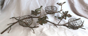 Birds and Leaves Metal Sphere or Candleholder