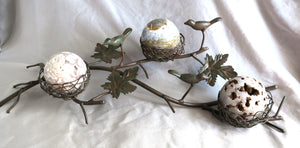 Birds and Leaves Metal Sphere or Candleholder