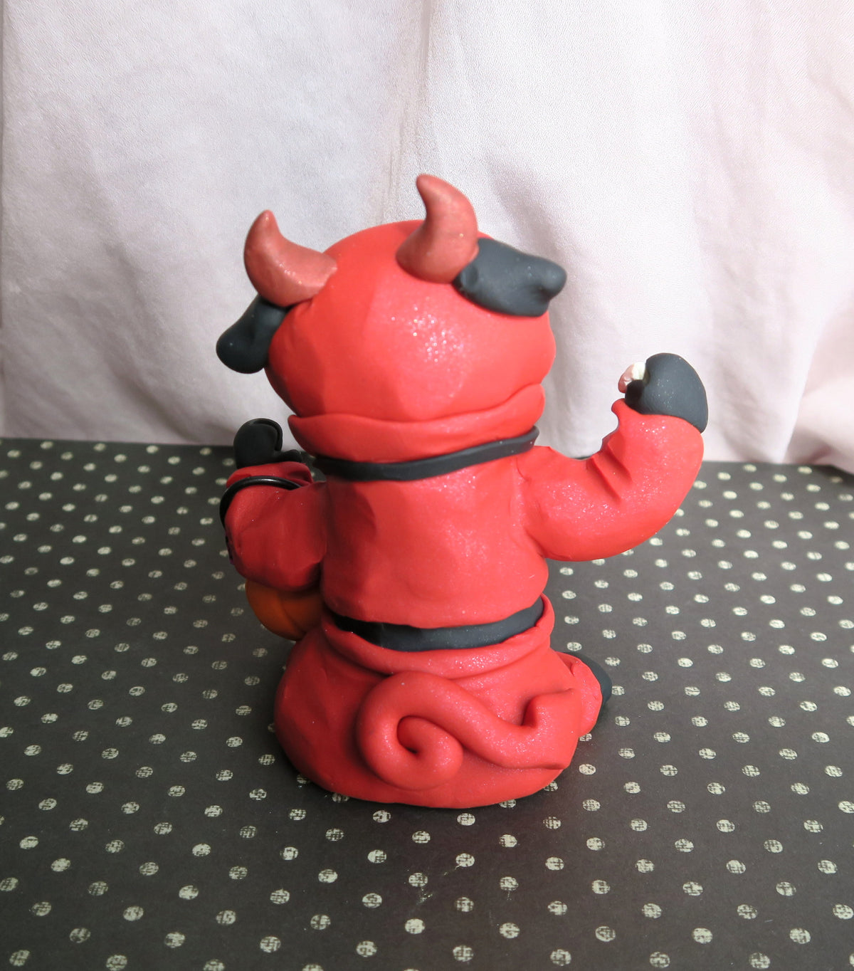 *RESERVED FOR ROSE* lil Devil Pug Halloween Cutie Hand Sculpted Collectible
