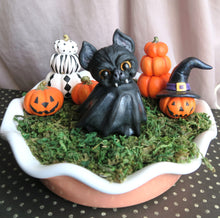 Load image into Gallery viewer, Halloween Black &amp; White Pumpkin trio Miniature Furever Clay Collectible