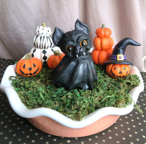Halloween Orange Pumpkin trio Miniature Furever Clay Collectible