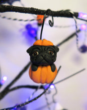Load image into Gallery viewer, PUGS Halloween Tabletop Lighted Tree with Hand Sculpted Collectible Ornaments and Garland