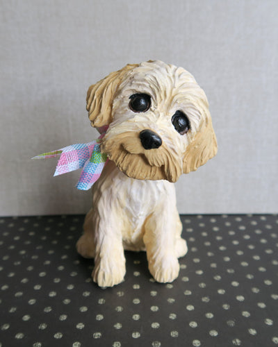 Doodle with Spring Colored bow, Goldendoodle, Labradoodle, any Poodle mix Handmade Resin Collectible