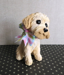 Doodle with Spring Colored bow, Goldendoodle, Labradoodle, any Poodle mix Handmade Resin Collectible