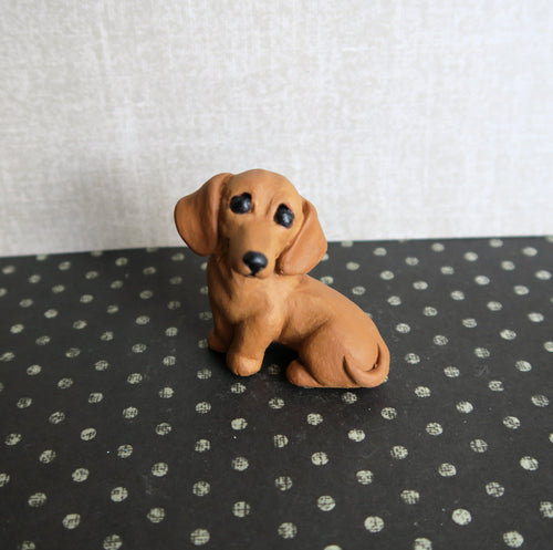 Tan Dachshund Mini Handmade Resin Collectible Figurine Miniature