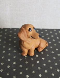 Tan Dachshund Mini Handmade Resin Collectible Figurine Miniature
