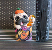 Load image into Gallery viewer, Halloween Pug in Bag of Candy Hand Sculpted Collectible