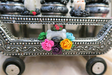 Load image into Gallery viewer, Dia de Muertos/Day of the dead Pug Trio Mexican Cart Hand Sculpted Clay Collectible