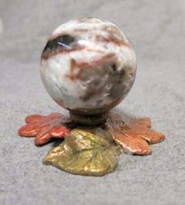 Autumn Leaves Sphere Holder Hand Sculpted Clay Collectible Sphere Stand