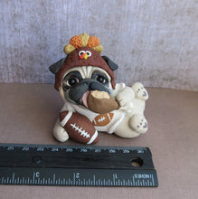Load image into Gallery viewer, Thanksgiving Feast &amp; Football Pug Hand Sculpted Collectible