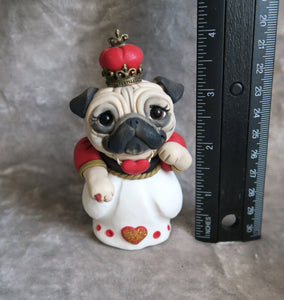 Kiss the ring Royal Queen Pug Hand sculpted Clay Collectible