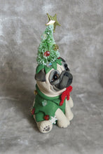 Load image into Gallery viewer, Pug dressed as a Christmas tree Hand sculpted Clay Collectible