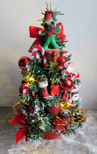 Load image into Gallery viewer, Fawn PUGS Tabletop Lighted Christmas Tree with Hand Sculpted Pugs