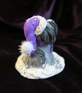 Catching Snowflakes Winter Havanese Cutie Hand Sculpted Collectible
