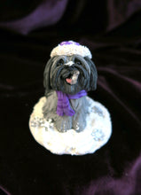 Load image into Gallery viewer, Catching Snowflakes Winter Havanese Cutie Hand Sculpted Collectible