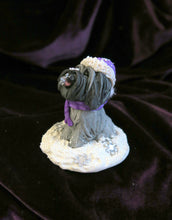 Load image into Gallery viewer, Catching Snowflakes Winter Havanese Cutie Hand Sculpted Collectible