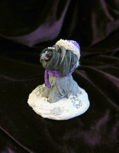 Catching Snowflakes Winter Havanese Cutie Hand Sculpted Collectible