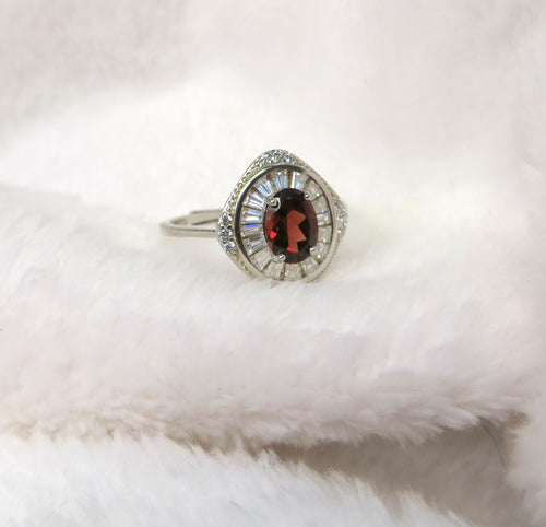 Sterling Silver Garnet Gemstone Ring