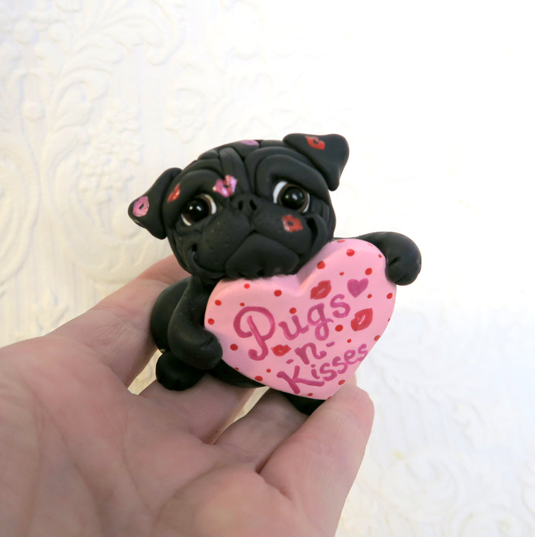 Valentine Pugs-n-Kisses Hand Sculpted Collectible