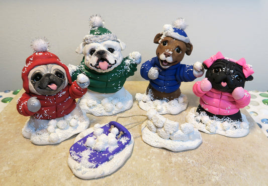 *RESERVED- ONLY FOR ROSE* Snowball fight Hand Sculpted Collectibles