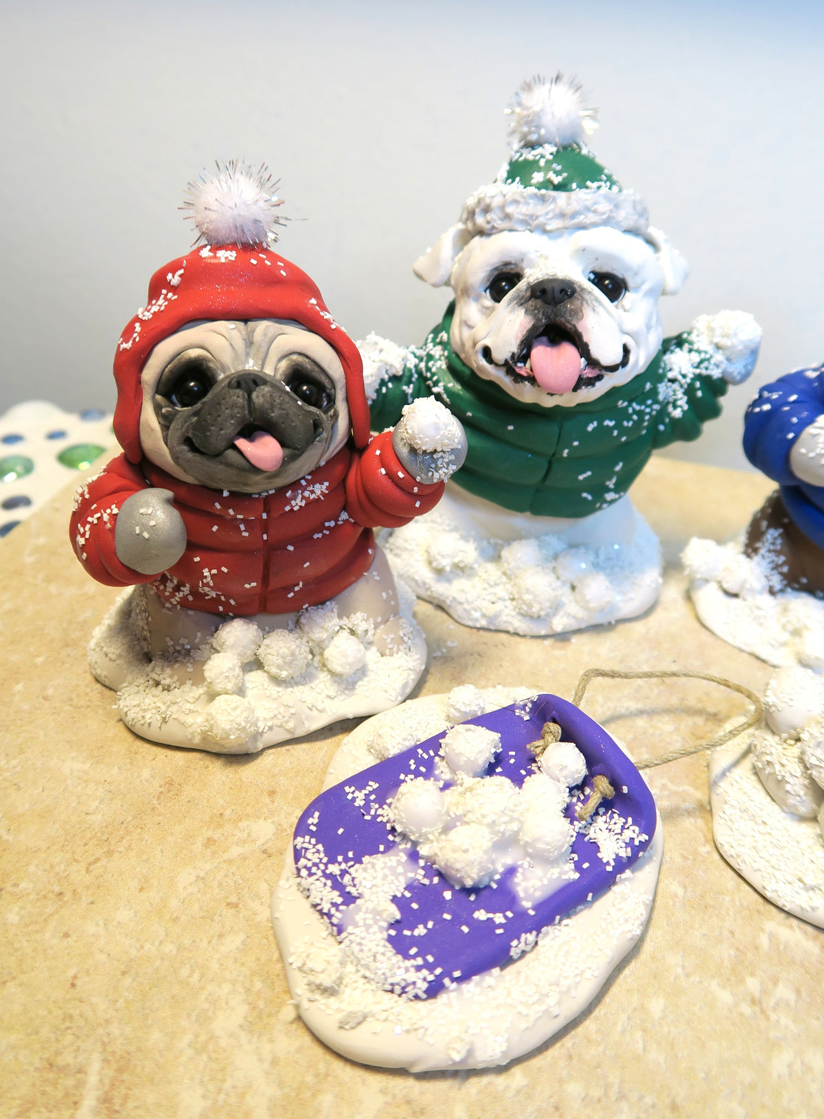 *RESERVED- ONLY FOR ROSE* Snowball fight Hand Sculpted Collectibles