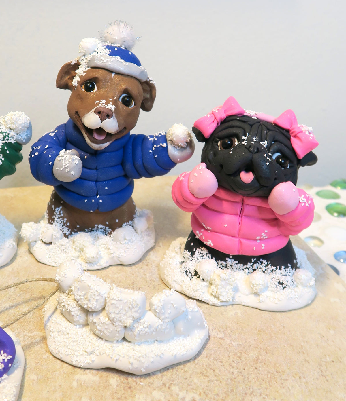 *RESERVED- ONLY FOR ROSE* Snowball fight Hand Sculpted Collectibles