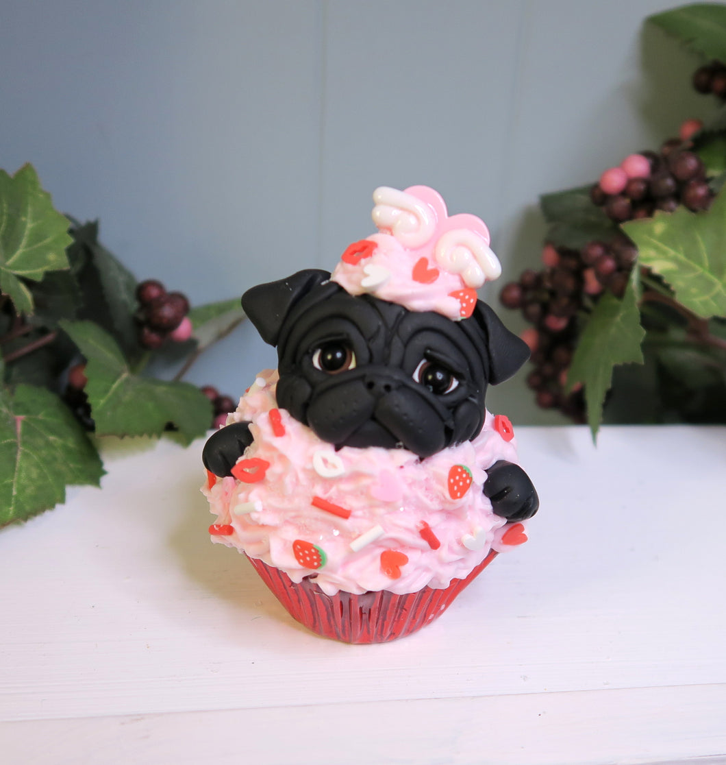 RESERVED ORDER for Rose only***Valentine Pug Cupcakes Hand Sculpted Collectibles