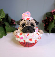 Load image into Gallery viewer, RESERVED ORDER for Rose only***Valentine Pug Cupcakes Hand Sculpted Collectibles