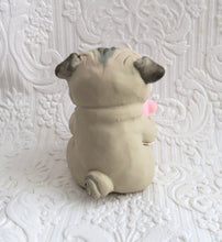 Load image into Gallery viewer, Valentine Pug with Red &amp; Pink fuzzy bears and Candy Heart Box Hand Sculpted Collectible