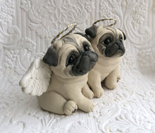 Load image into Gallery viewer, RESERVED FOR ERIKA ONLY* Pug Angel Pair with wings and a halos Hand sculpted Clay Collectible