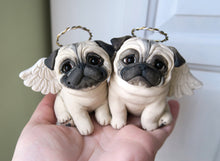 Load image into Gallery viewer, RESERVED FOR ERIKA ONLY* Pug Angel Pair with wings and a halos Hand sculpted Clay Collectible