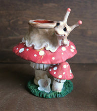 Load image into Gallery viewer, Snail &amp; Mushroom Sphere Holder Hand Scuplted Clay Collectible Sphere Stand
