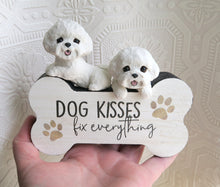 Load image into Gallery viewer, Bichon Frise Dog Kisses Home Decor Bone shaped Sign