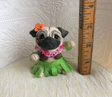 Load image into Gallery viewer, Happy Hula Pug Hand sculpted Clay Collectible