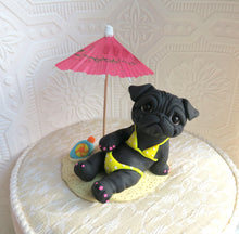 Load image into Gallery viewer, Sun Bathing Bikini Beach Babe Pug Sculpture