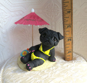 Sun Bathing Bikini Beach Babe Pug Sculpture