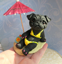 Load image into Gallery viewer, Sun Bathing Bikini Beach Babe Pug Sculpture