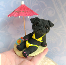 Load image into Gallery viewer, Sun Bathing Bikini Beach Babe Pug Sculpture