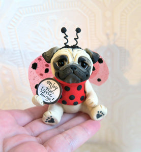 Little Ladybug "ladyPug" Hand sculpted Clay Collectible