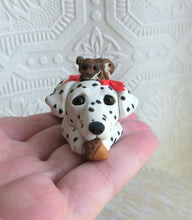 Load image into Gallery viewer, Dalmatian with Squirrel Friend Autumn hand sculpted Collectible