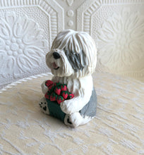 Load image into Gallery viewer, Old English Sheepdog with Summer Strawberries Hand sculpted Collectible